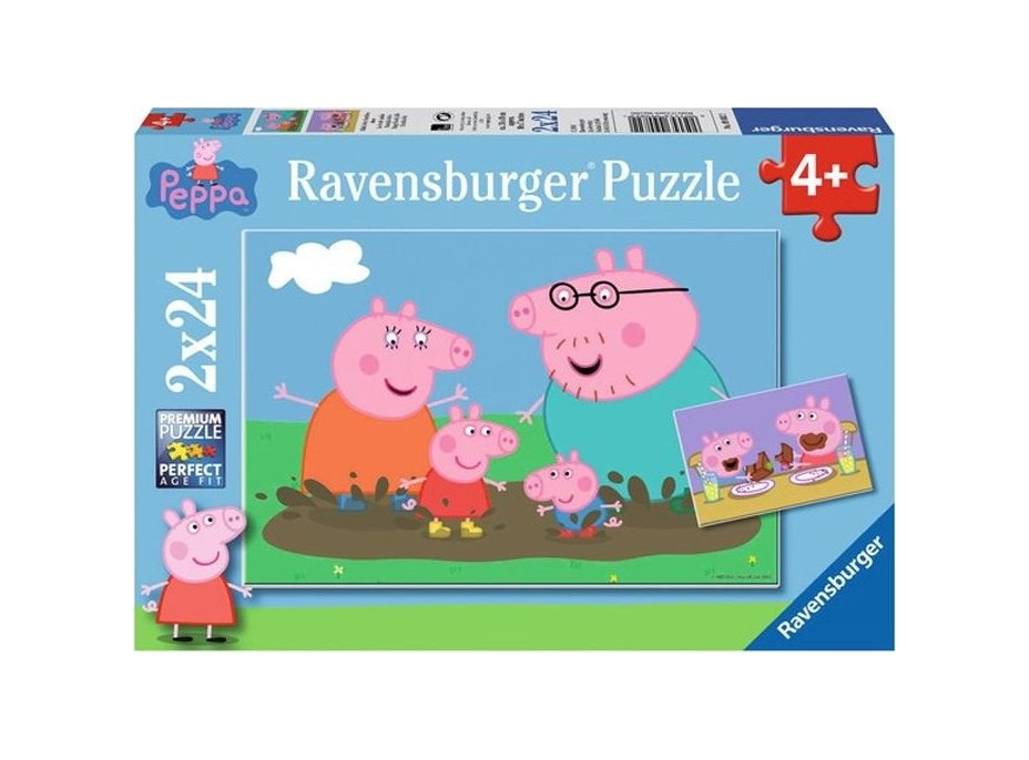 RAVENSBURGER Puzzle Prasiatko Pepina: Šťastný rodinný život 2x24 dielikov