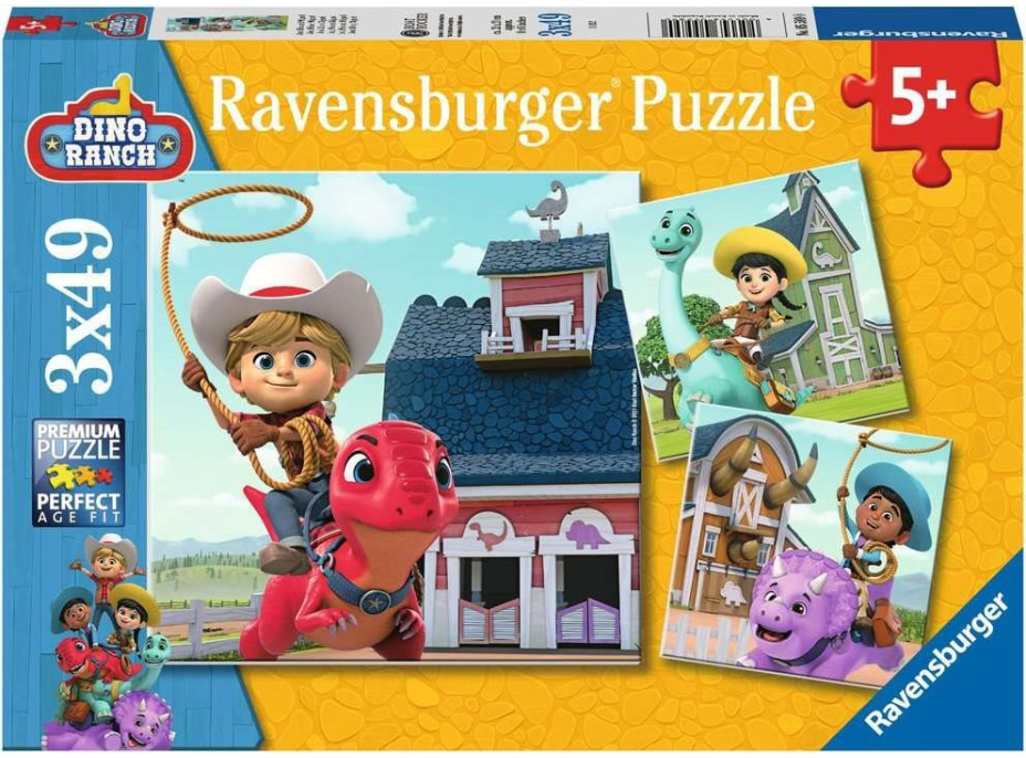 RAVENSBURGER Puzzle Dino Ranch 3x49 dielikov