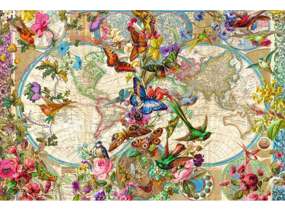 RAVENSBURGER Puzzle Mapa sveta s flórou a faunou 3000 dielikov