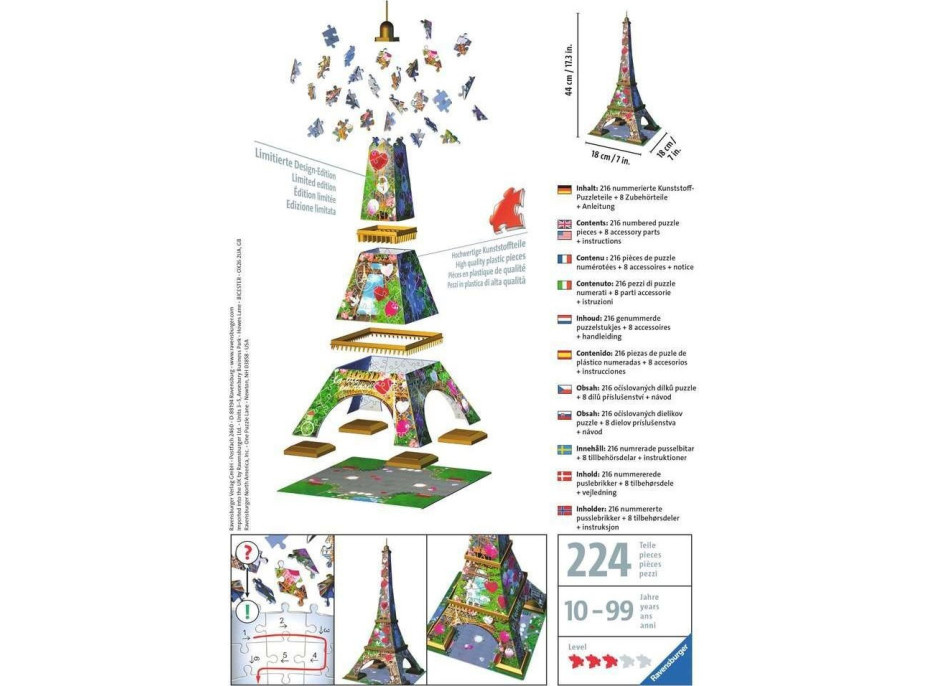 RAVENSBURGER 3D puzzle Eiffelova veža (Love Edition) 216 dielikov