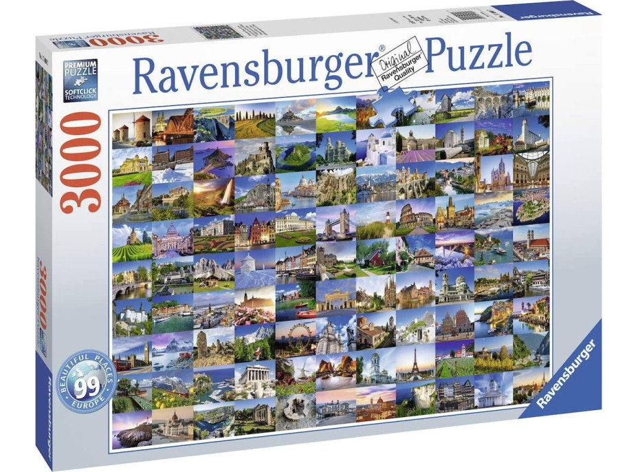 RAVENSBURGER Puzzle 99 krásnych miest Európy 3000 dielikov