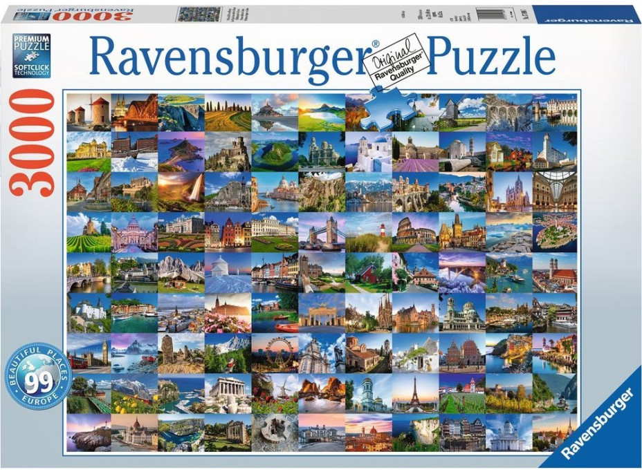 RAVENSBURGER Puzzle 99 krásnych miest Európy 3000 dielikov