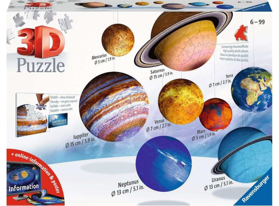 RAVENSBURGER 3D puzzle Slnečná sústava 540 dielikov