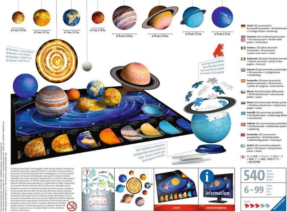 RAVENSBURGER 3D puzzle Slnečná sústava 540 dielikov