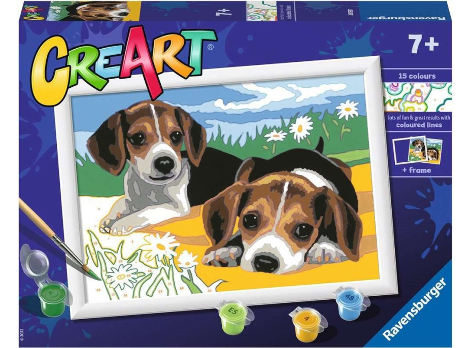 RAVENSBURGER CreArt Maľovanie podľa čísel: Šteňatá Jack Russella 24x18 cm