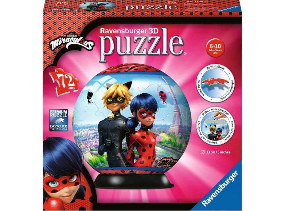 RAVENSBURGER Puzzleball Kúzelná Lienka a Čierny kocúr 72 dielikov