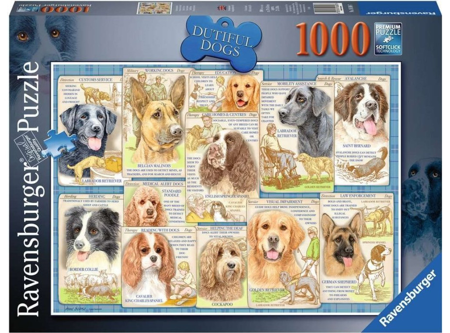 RAVENSBURGER Puzzle Poslušné psy 1000 dielikov