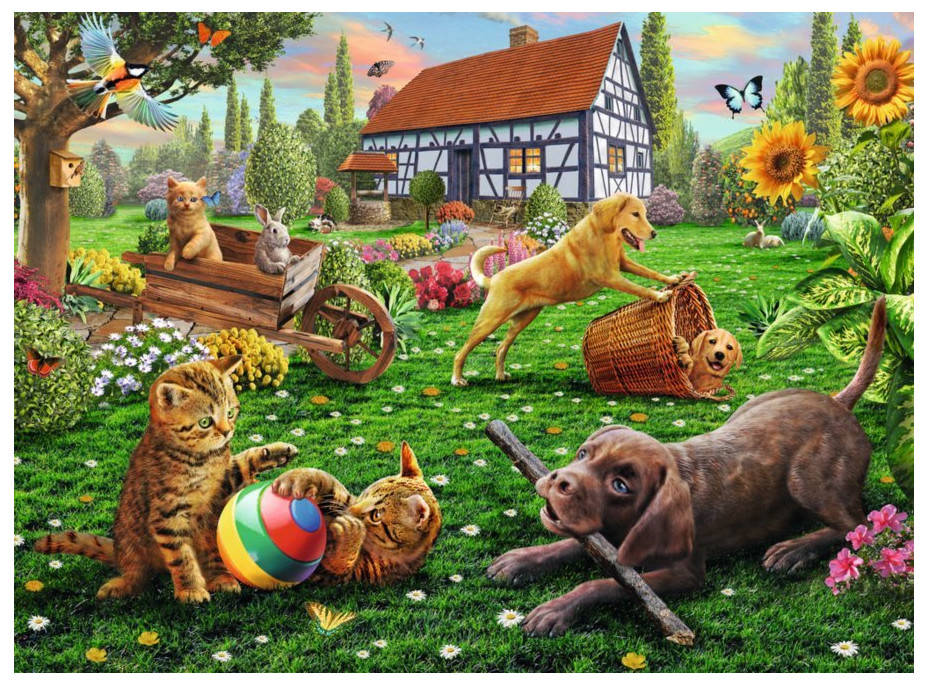 RAVENSBURGER Puzzle Hrátky na záhrade XXL 200 dielikov