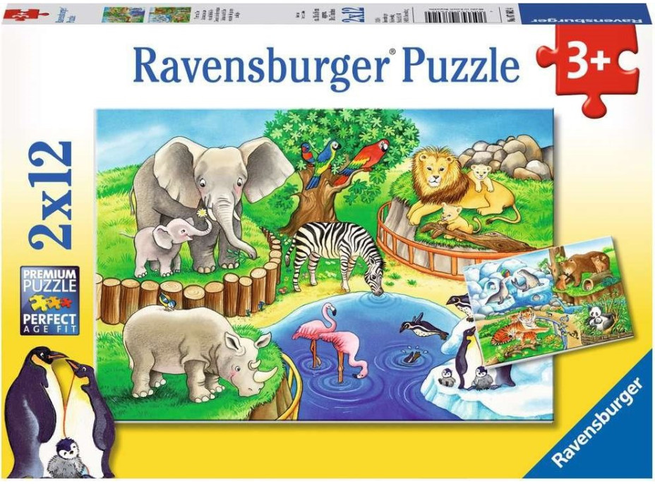 RAVENSBURGER Puzzle Zvieratká v zoo 2x12 dielikov