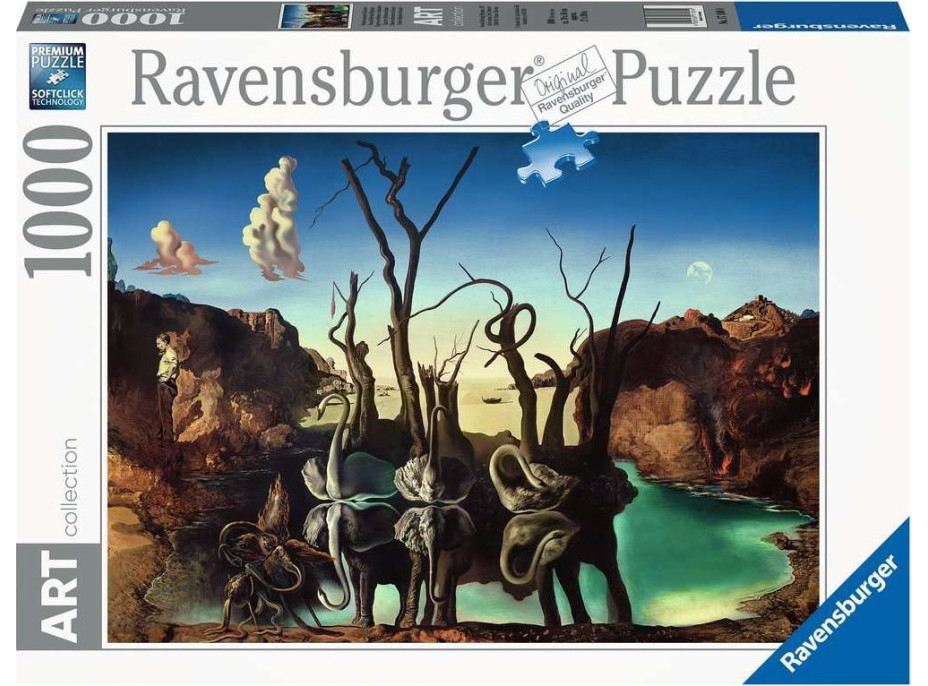 RAVENSBURGER Puzzle Art Collection: Labute odrážajúce sa vo vode ako slony 1000 dielikov