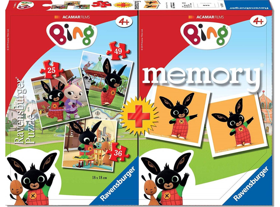 RAVENSBURGER Puzzle Bing 3v1 (25,36,49 dielikov) + pexeso