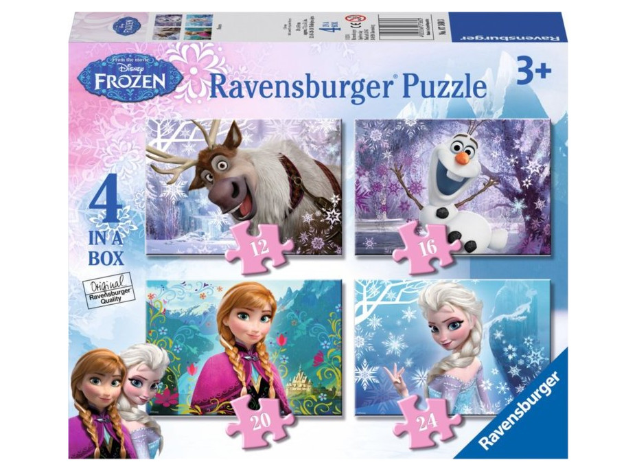 RAVENSBURGER Puzzle Ľadové kráľovstvo 4v1 (12,16,20,24 dielikov)