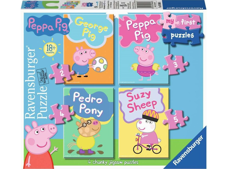 RAVENSBURGER Moje prvé puzzle Prasiatko Peppa 4v1 (2,3,4,5 dielikov)