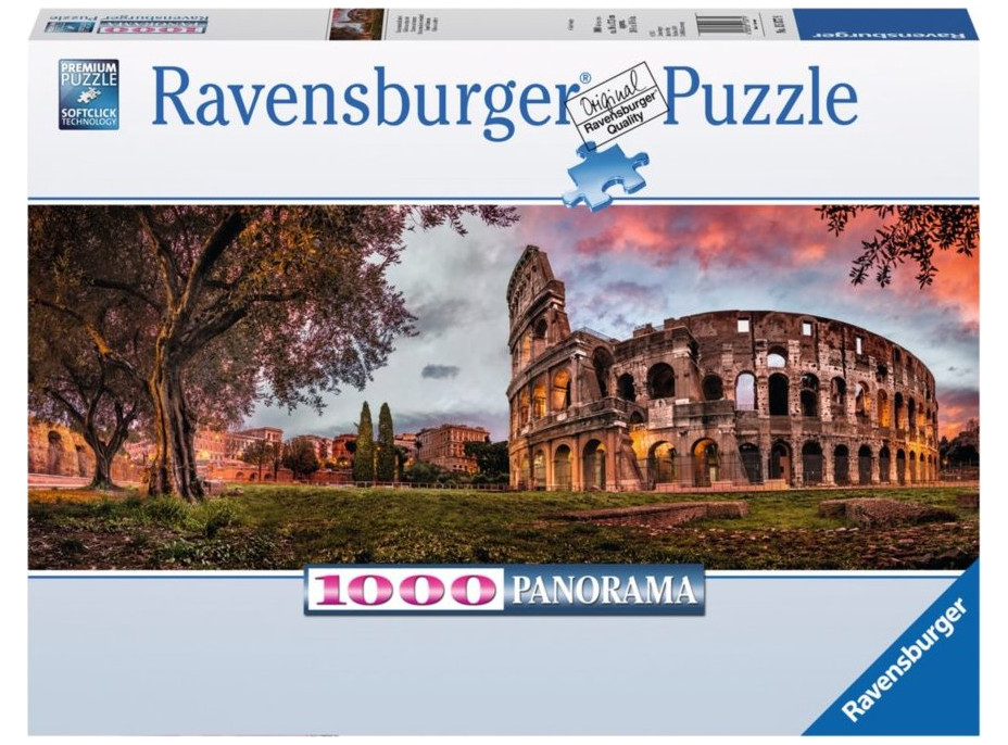 RAVENSBURGER Panoramatické puzzle Západ slnka nad Koloseom, Taliansko 1000 dielikov