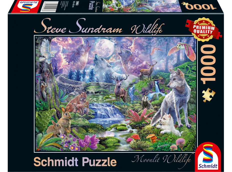 SCHMIDT Puzzle Divoká príroda: Zvieratá v mesačnom svetle 1000 dielikov