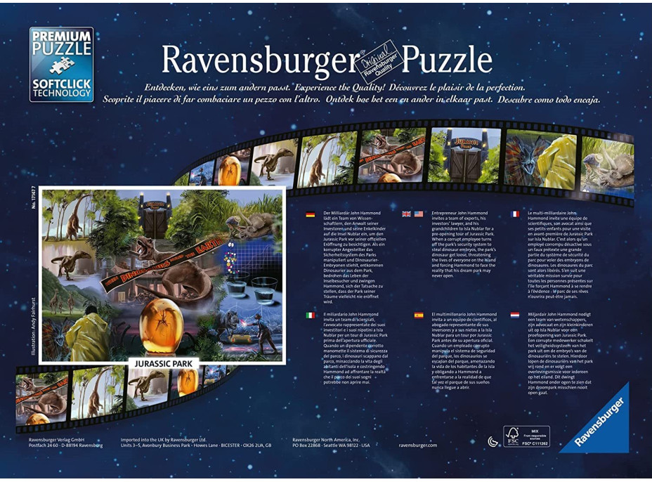 RAVENSBURGER Puzzle Jurský park 1000 dielikov