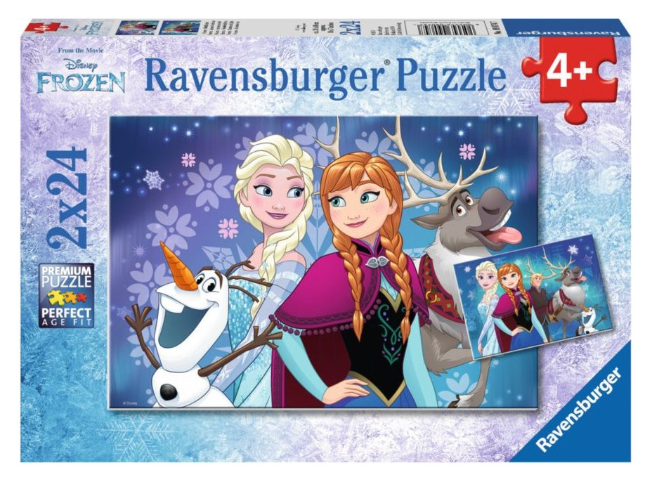 RAVENSBURGER Puzzle Ľadové kráľovstvo: Svetlá severu 2x24 dielikov