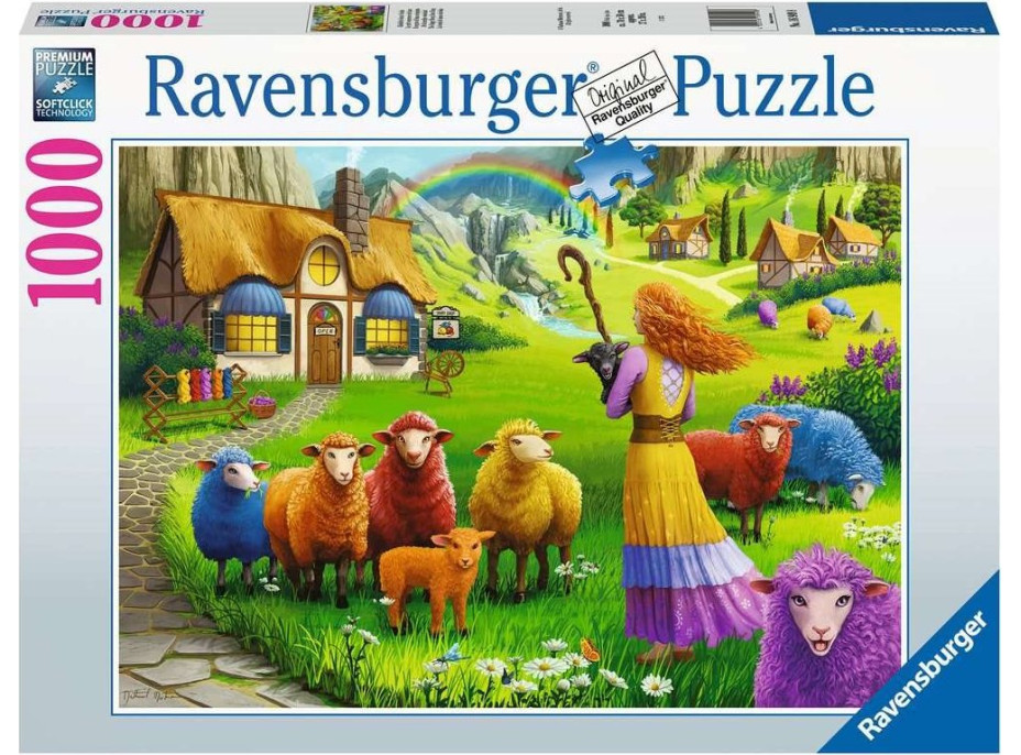 RAVENSBURGER Puzzle Obchod s vlnou Šťastná ovečka 1000 dielikov