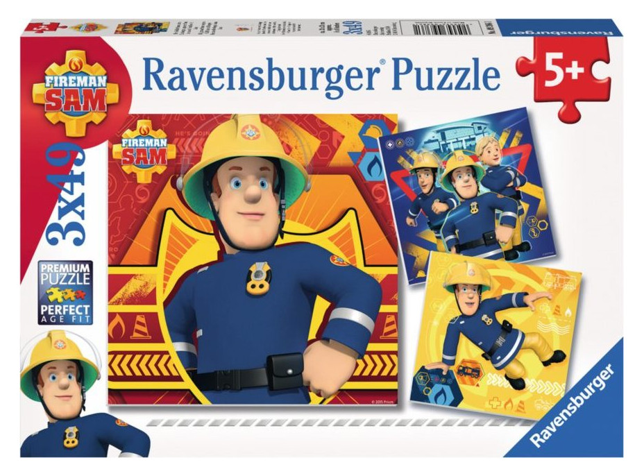 RAVENSBURGER Puzzle Požiarnik Sam v nebezpečenstve 3x49 dielikov