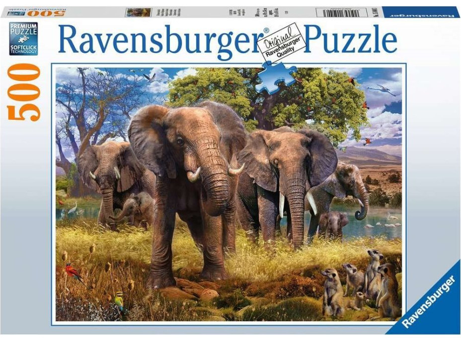 RAVENSBURGER Puzzle Stádo slonov 500 dielikov