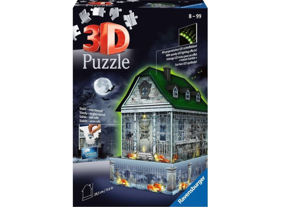 RAVENSBURGER Svietiace 3D puzzle Nočná edícia Strašidelný dom 257 dielikov