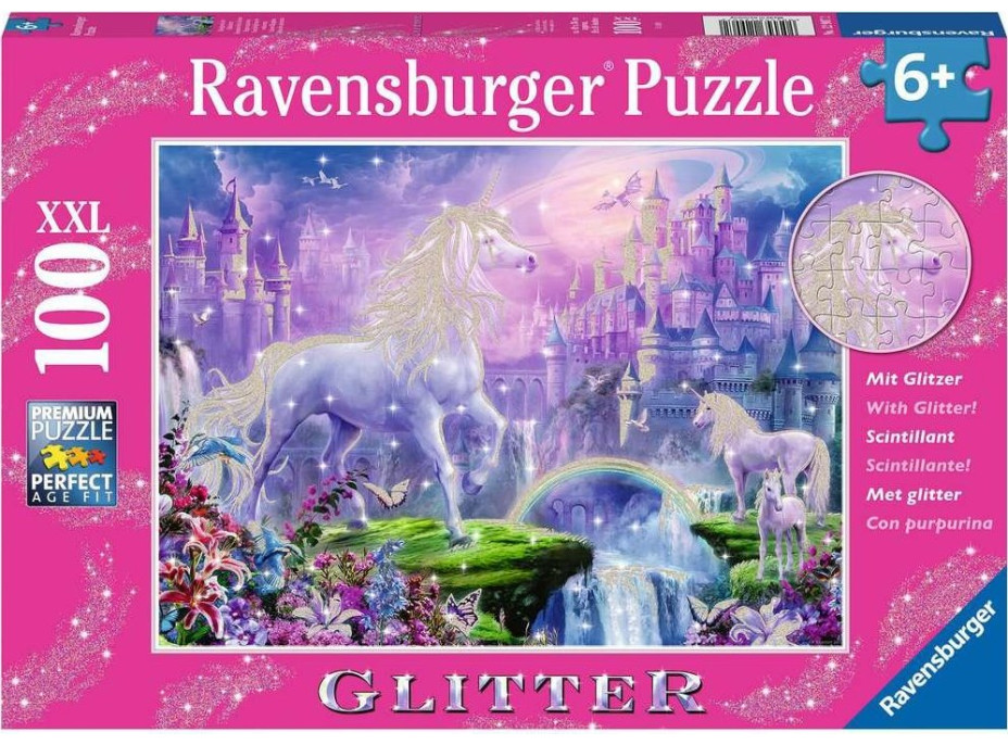 RAVENSBURGER Trblietavé puzzle Kráľovstvo jednorožcov XXL 100 dielikov