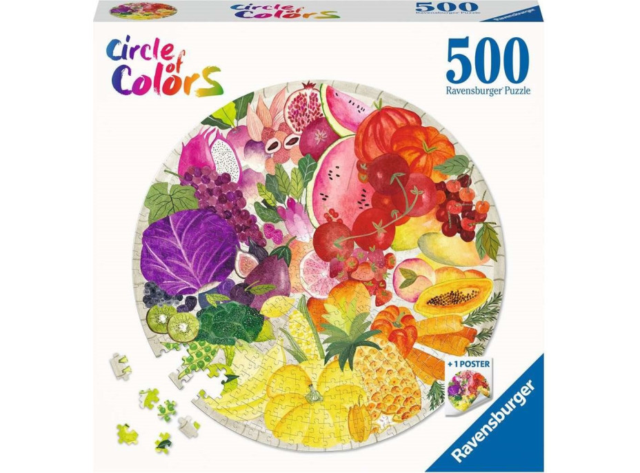 RAVENSBURGER Okrúhle puzzle Kruh farieb: Ovocie a zelenina 500 dielikov