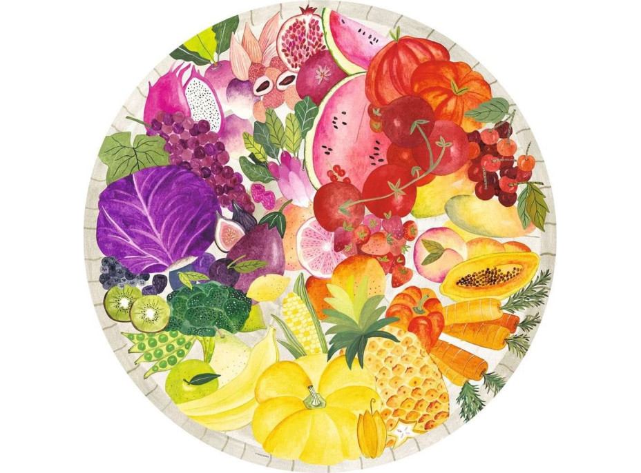 RAVENSBURGER Okrúhle puzzle Kruh farieb: Ovocie a zelenina 500 dielikov