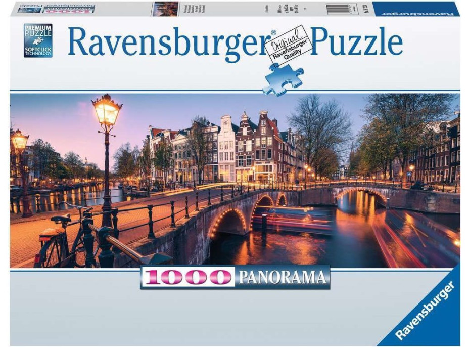 RAVENSBURGER Panoramatické puzzle Večer v Amsterdame 1000 dielikov