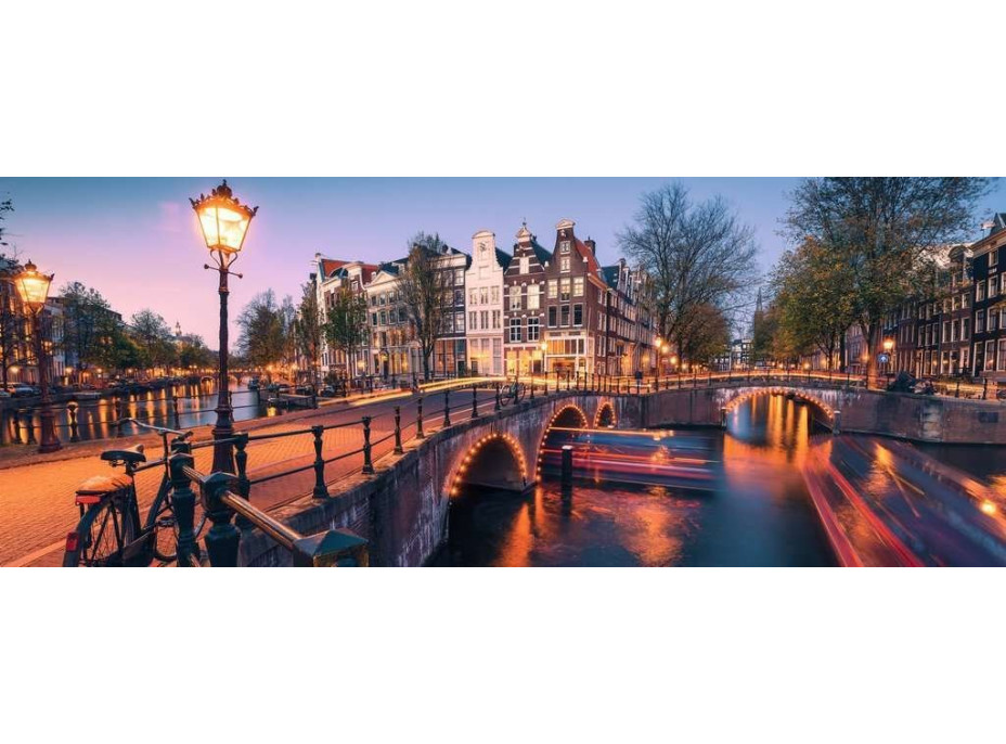 RAVENSBURGER Panoramatické puzzle Večer v Amsterdame 1000 dielikov