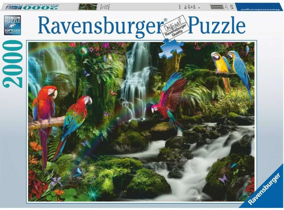 RAVENSBURGER Puzzle Farebné papagáje v džungli 2000 dielikov