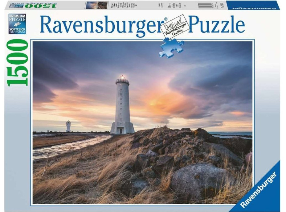 RAVENSBURGER Puzzle Magická atmosféra nad majákom Akranes, Island 1500 dielikov