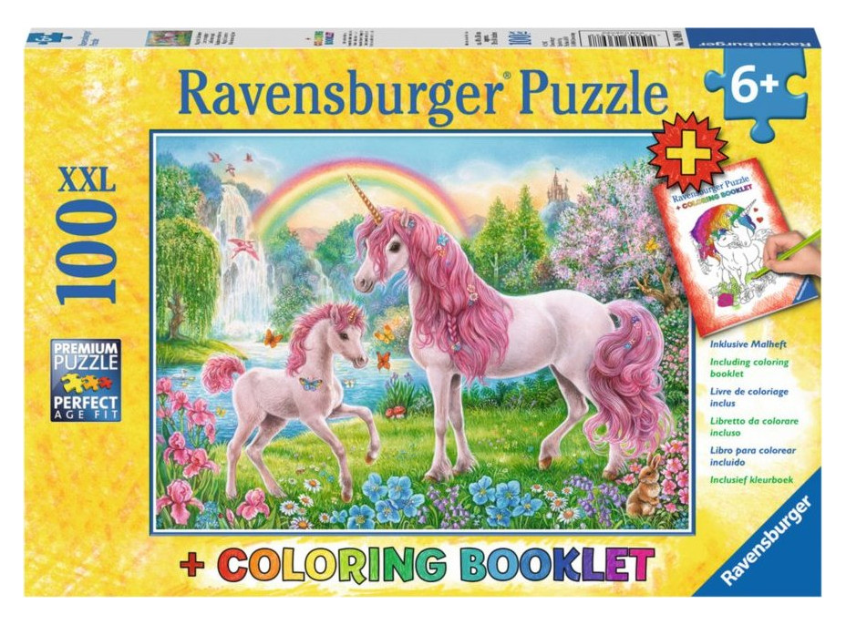 RAVENSBURGER Puzzle Magickí jednorožci XXL 100 dielikov + omaľovánky