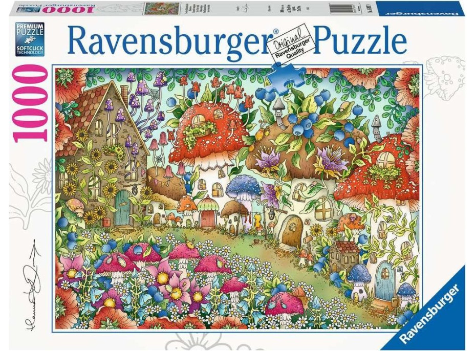 RAVENSBURGER Puzzle Roztomilé hubové domčeky na kvetinovej lúke 1000 dielikov