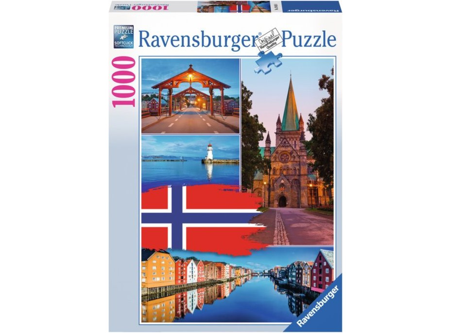 RAVENSBURGER Puzzle Trondheim koláž, Nórsko 1000 dielikov