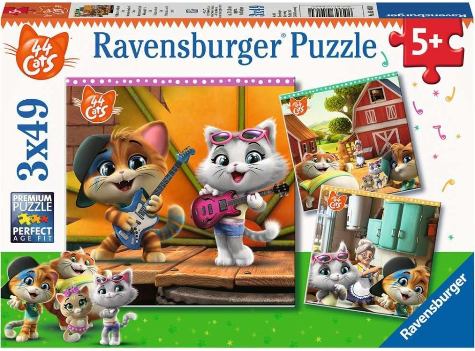 RAVENSBURGER Puzzle Vitajte u 44 mačiek 3x49 dielikov