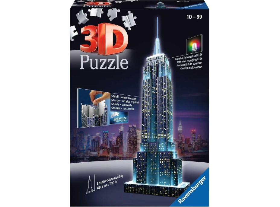 RAVENSBURGER Svietiace 3D puzzle Nočná edícia Empire State Building 216 dielikov