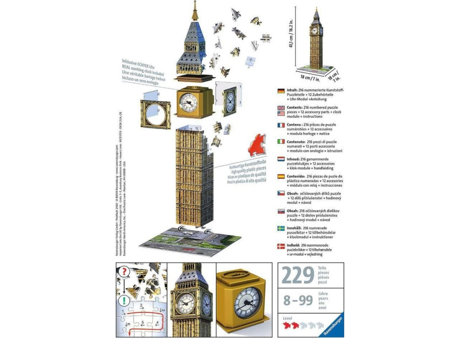 RAVENSBURGER 3D puzzle Big Ben s hodinami 216 dielikov