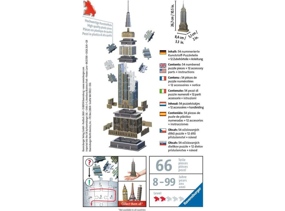 RAVENSBURGER 3D puzzle Mini Empire State Building 66 dielikov