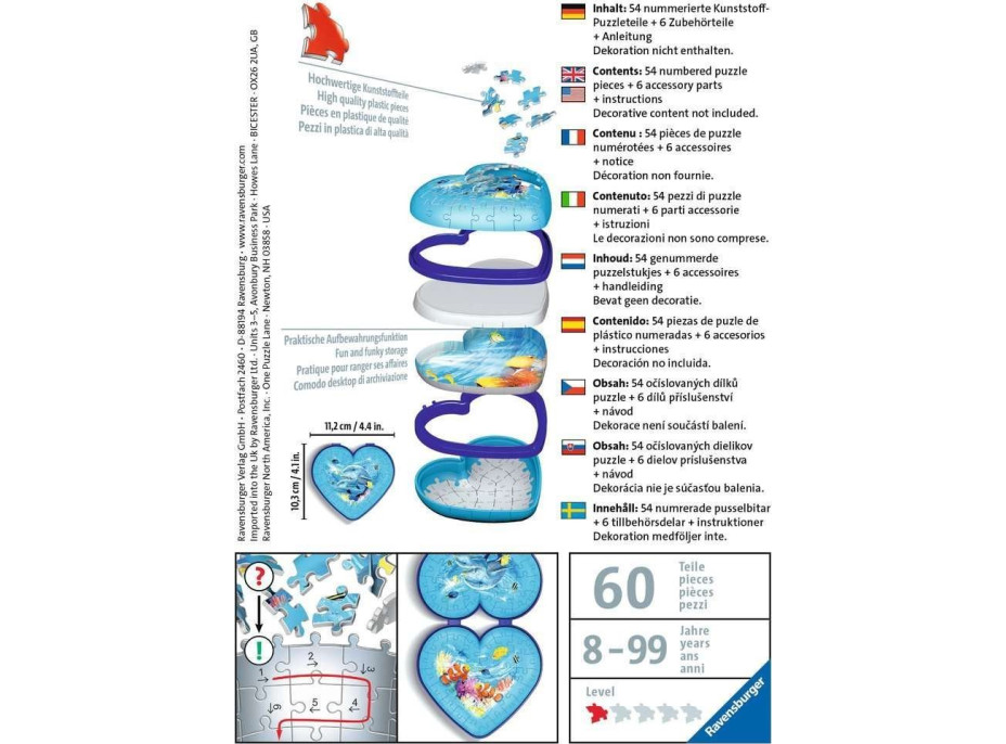 RAVENSBURGER 3D puzzle Srdce podmorský svet 54 dielikov