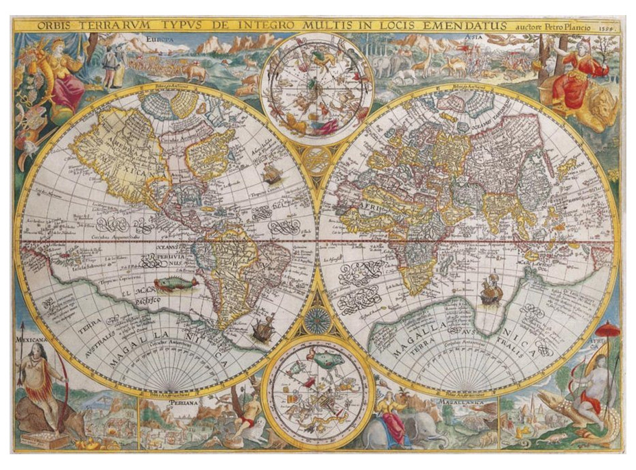 RAVENSBURGER Puzzle Mapa sveta r.1594, 1500 dielikov