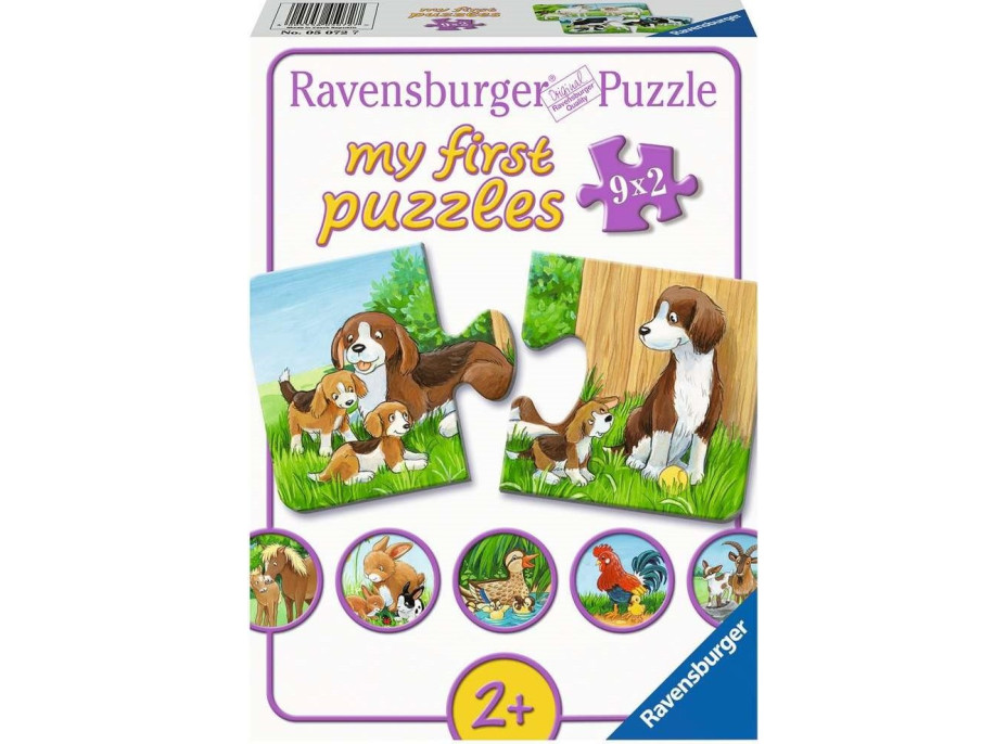 RAVENSBURGER Moje prvé puzzle Zvieracie rodiny 9x2 dielikov