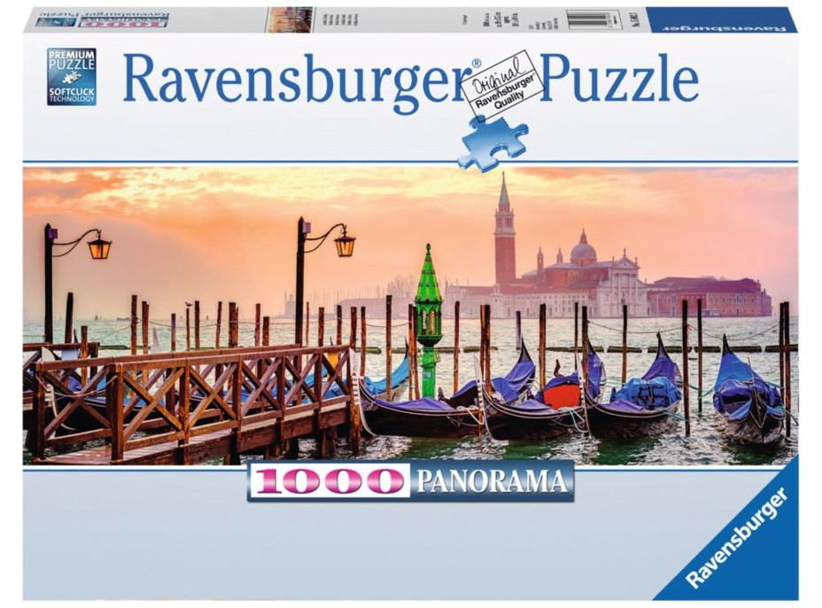 RAVENSBURGER Panoramatické puzzle Gondoly v Benátkach, Taliansko 1000 dielikov