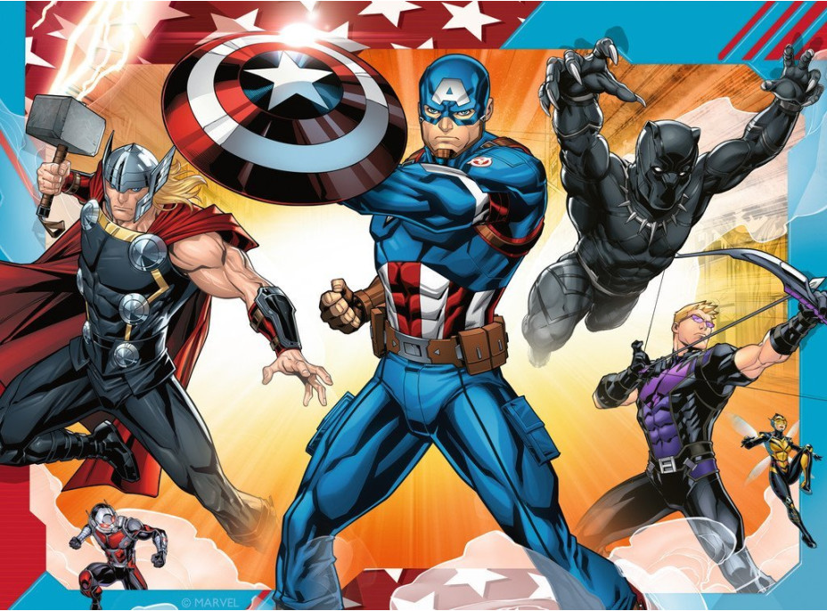 RAVENSBURGER Puzzle Avengers: Najmocnejší hrdinovia krajiny 4v1 (12,16,20,24 dielikov)