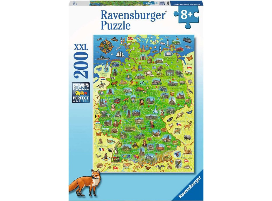 RAVENSBURGER Puzzle Farebná mapa Nemecka XXL 200 dielikov