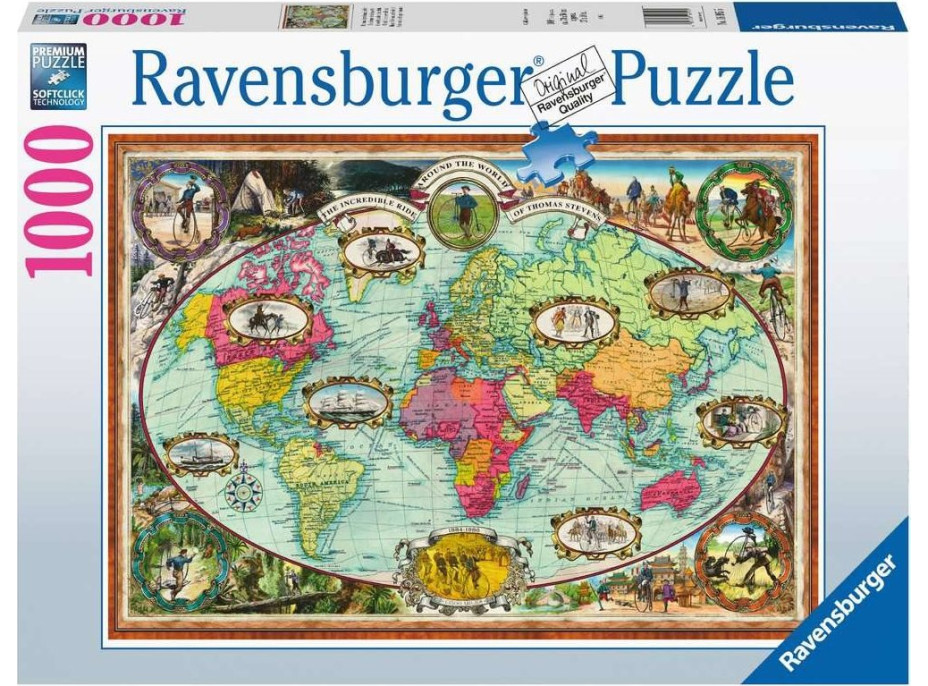 RAVENSBURGER Puzzle Cesta okolo sveta na bicykli 1000 dielikov