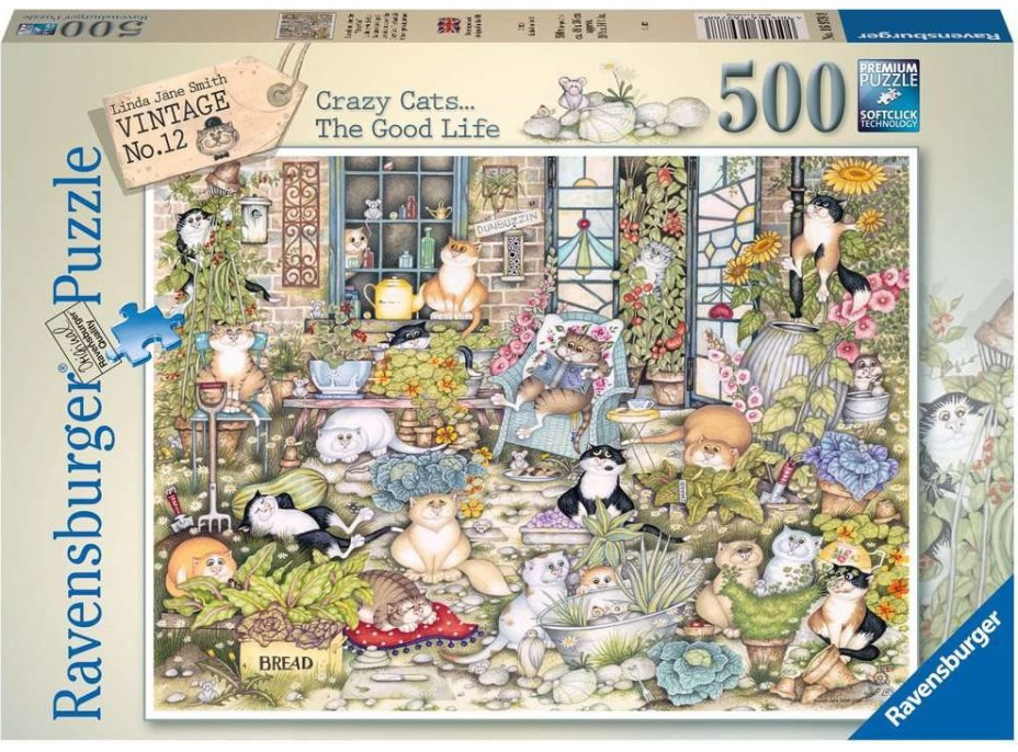 RAVENSBURGER Puzzle Crazy Cats: Mačacie život 500 dielikov