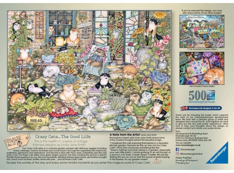 RAVENSBURGER Puzzle Crazy Cats: Mačacie život 500 dielikov