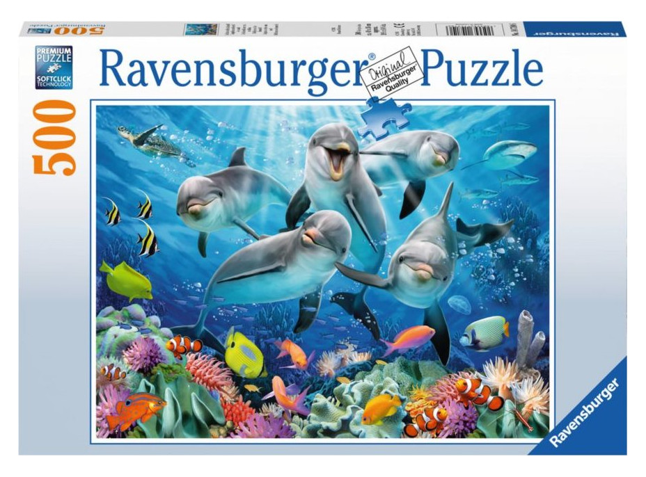 RAVENSBURGER Puzzle Delfíny pri korálovom útese 500 dielikov