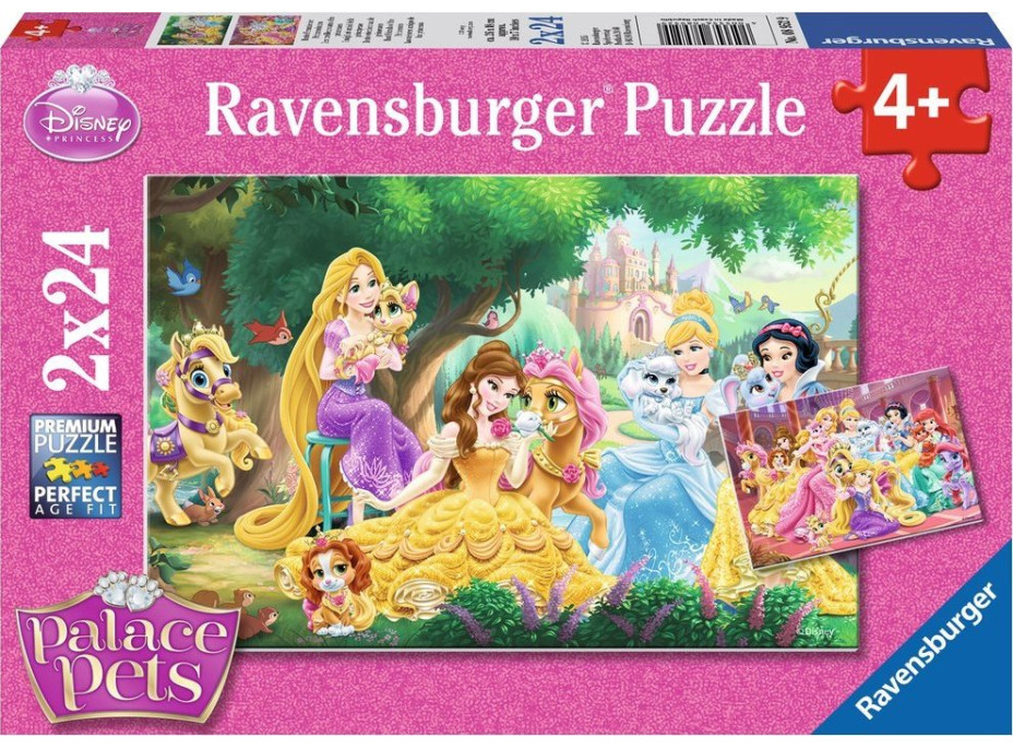 RAVENSBURGER Puzzle Disney princeznej a ich maznáčikovia 2x24 dielikov